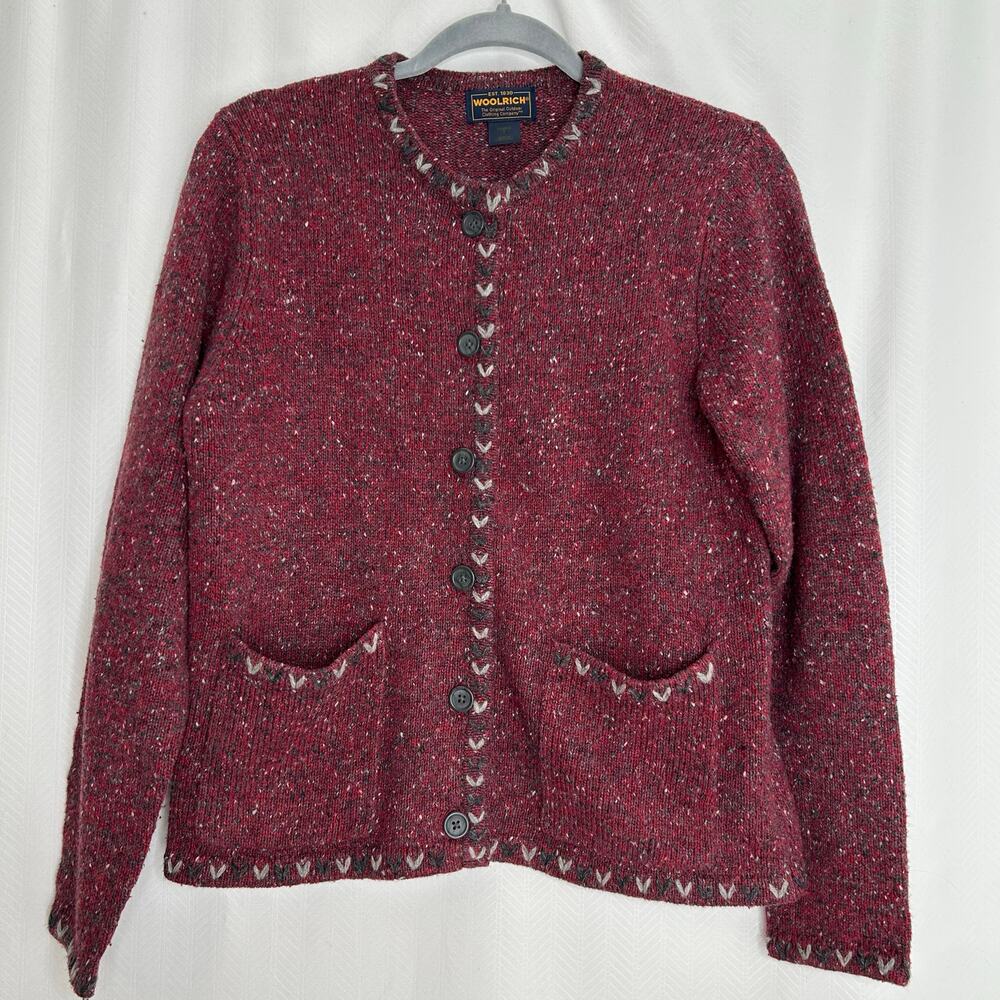 Woolrich women’s cardigan brick red button up size small wool blend